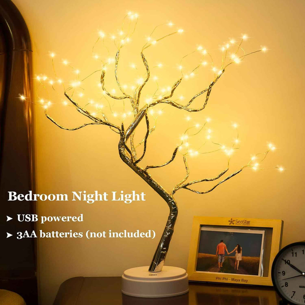 20" warm white LED tabletop bonsai tree light with 108 fairy lights, DIY artificial tree lamp for living room bedroom