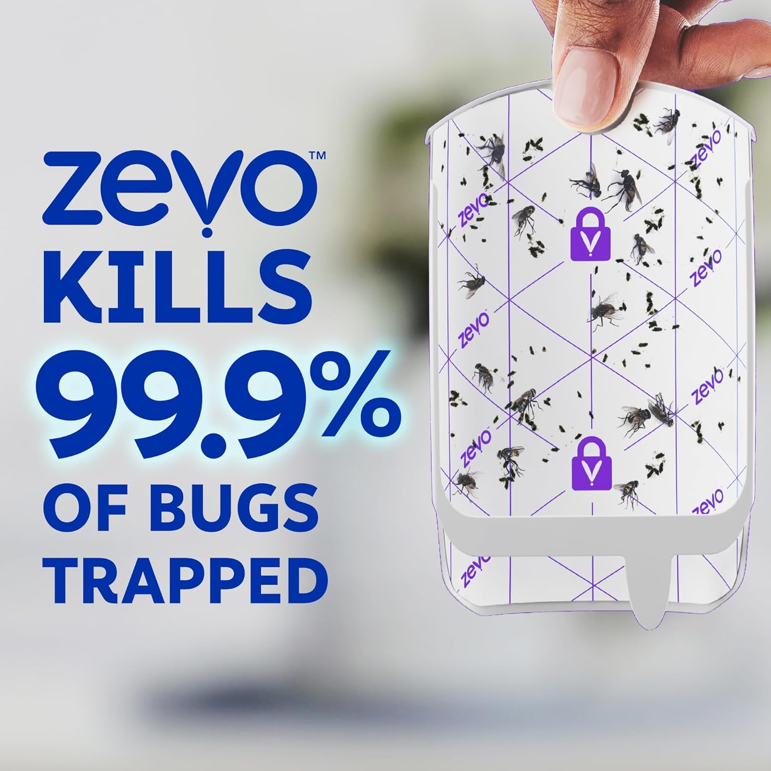 Zevo Flying Insect Trap & 3 Refill Cartridges - Plug in Fly Trap & Indoor Bug Catcher for Gnats, House & Fruit Flies - Blue & UV Light Technology, Mess-Free Alternative to Bug Zapper