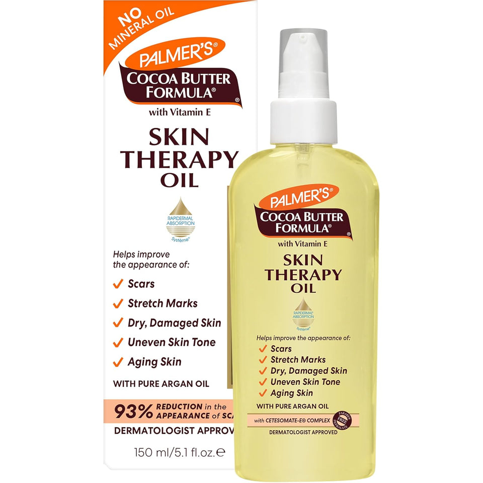 Palmer's Cocoa Butter Formula Skin Therapy Moisturizing Body Oil with Vitamin E & PLre Argan Oil, Deep Body Moisturizer for Dry, Damaged Skin, 5.1 Ounces