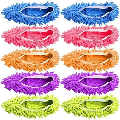 Microfiber mop slipper shoes, 5 pairs, soft washable reusable, free size, for men and women, kids