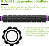 Muscle Roller Massage Roller Stick- Deep Tissue Fascia Blaster for Myofascial Pain Relief, Lymphatic Drainage & Body Sculpting, Handheld Physical Therapy & Recovery Tool (PLrple Black-18 inch)