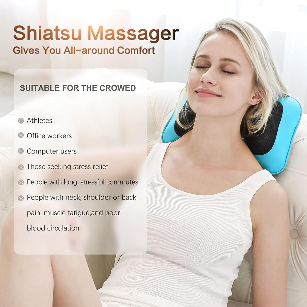Mo Cuishle Shiatsu Back Massager with Heat – 3D Kneading Neck and Shoulder Massager for Back Pain Relief – Electric Massage Pillow for Home, Office & Car – Valentine’s Day Gifts for Her, Him, Mom, Dad