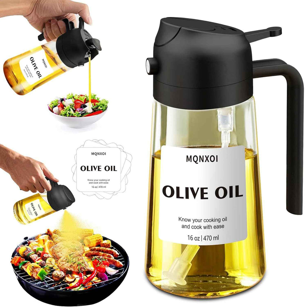 2 in 1 Glass Oil Sprayer Dispenser Olive Cooking Air Fryer Salad Kitchen Gadgets