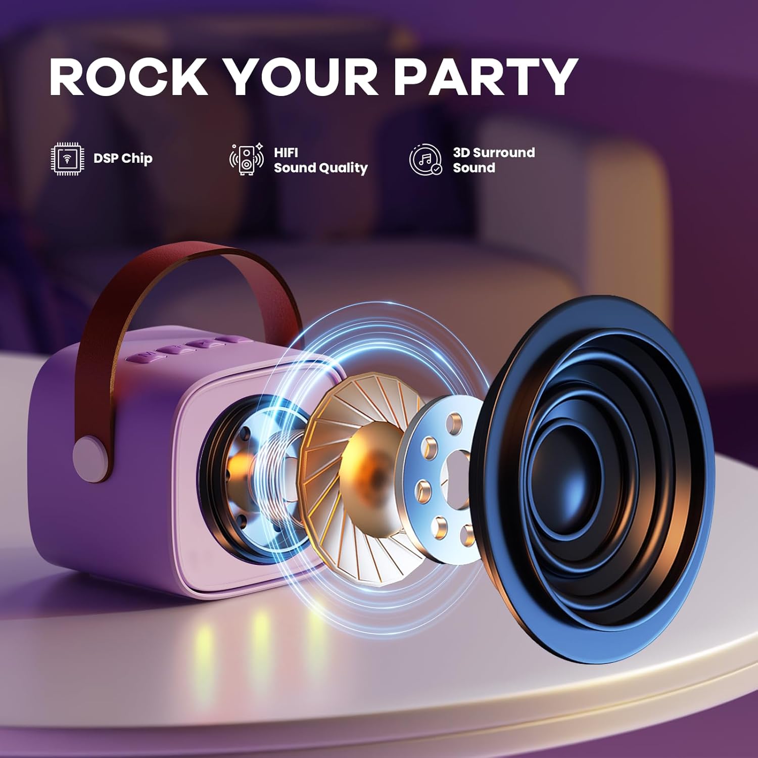 YLL Karaoke Machine for Kids, Portable Mini Speaker with 2 Wireless Microphones, TOP Kids Gifts for Girls Ages 3, 4, 5, 6, 7, 8, 9, 10+ Years Old, 4-12th Birthday Singing Present Toy Party (Purple)