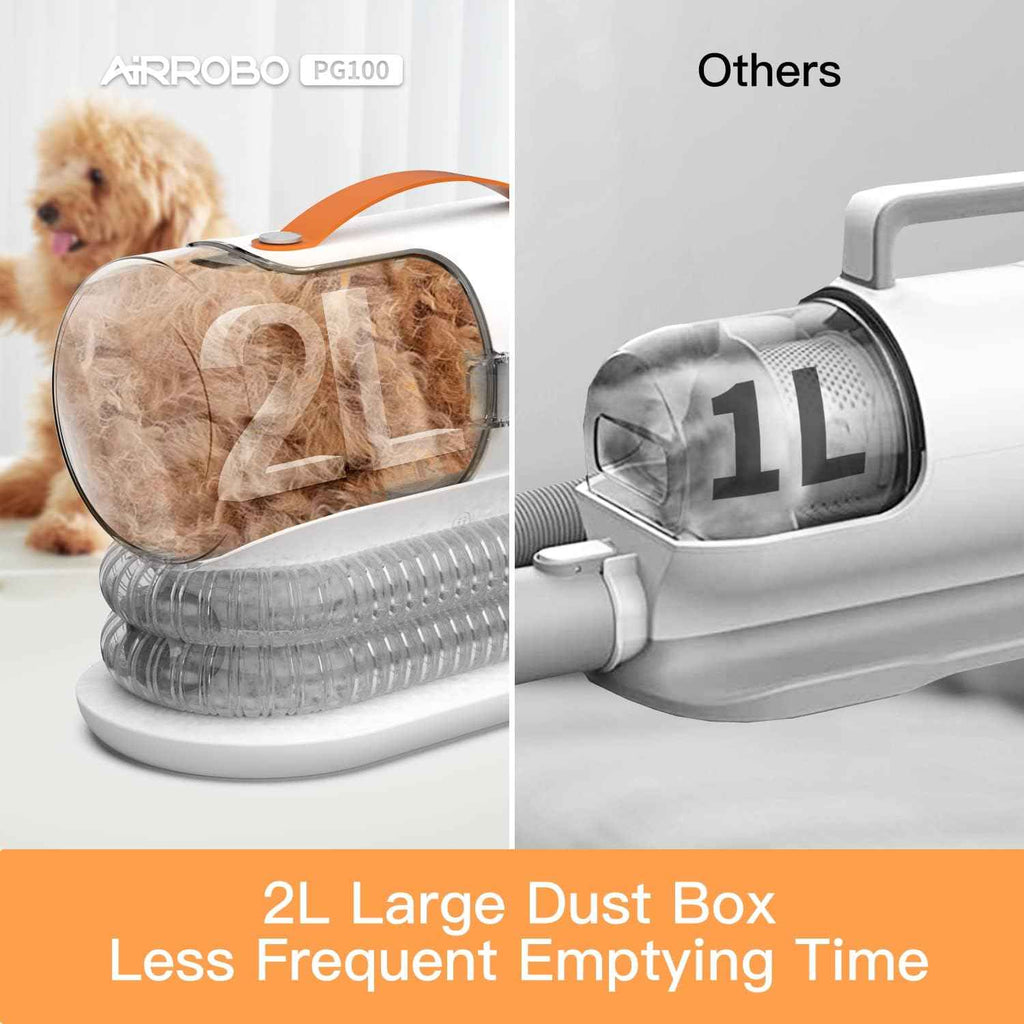 Airrobo PG100 12,000Pa Dog Grooming Vacuum Kit 2L Large Capacity Quiet Grooming Pet Hair