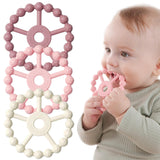 Silicone Baby Teething Ring Set – 3-Pack Multitextured Sensory Teethers for Infants and Toddlers, Easy-Grip Soft Silicone in Purple, Pink, and White