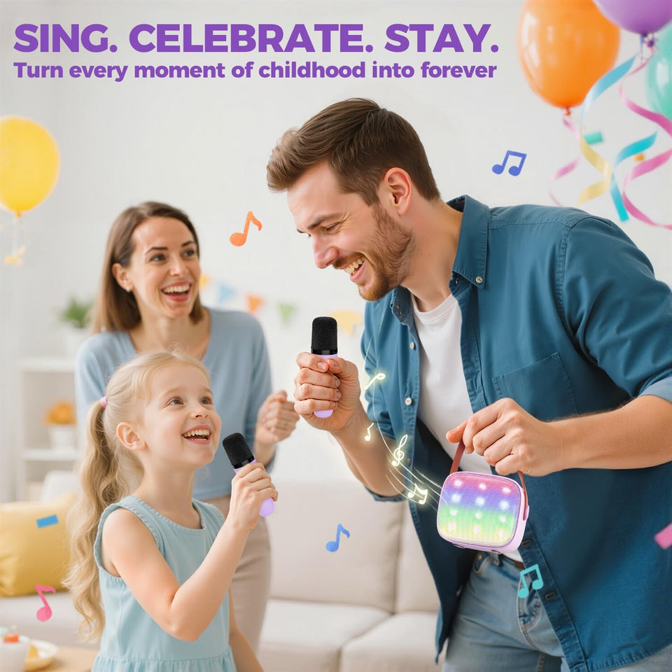 YLL Karaoke Machine for Kids, Portable Mini Speaker with 2 Wireless Microphones, TOP Kids Gifts for Girls Ages 3, 4, 5, 6, 7, 8, 9, 10+ Years Old, 4-12th Birthday Singing Present Toy Party (PLrple)