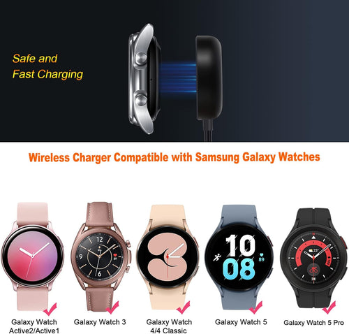 2 Pack Compatible with Samsung Watch Charger,Galaxy Watch7/6/5/4 Charger Cable Dock USB Replacement for Samsung Galaxy Watch 7/6/6 Classic/5/5 Pro/4/4 Classic/3/Active 2/Active