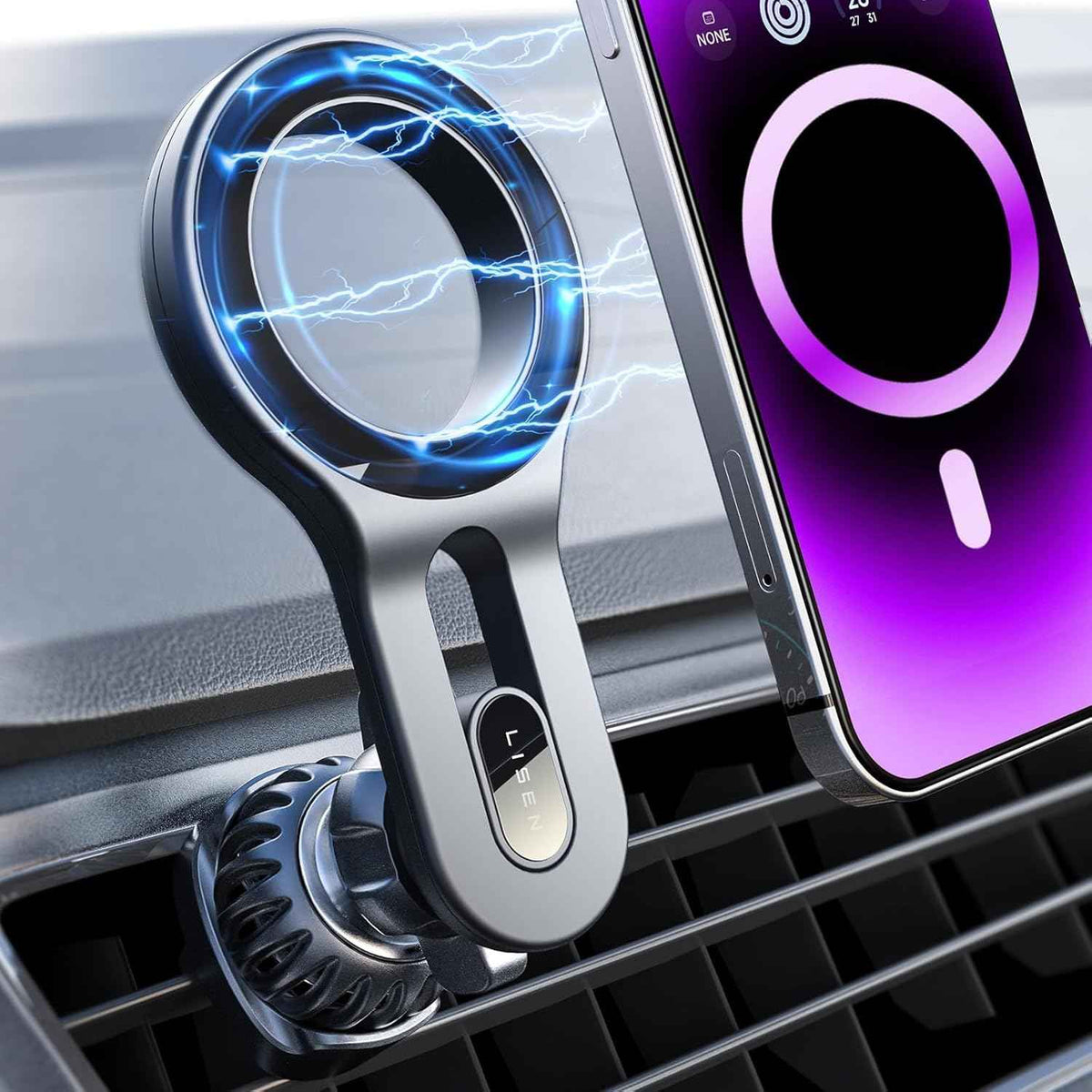 LISEN for MagSafe Car Mount, 2026 Magnetic Phone Holders for Car Air Vent Phone Mount [Ultra-Magnetic] Hands Free Cell Phone Holder Strong Clip Car Accessories for Men Women fit iPhone 17 16 15 14 Pro
