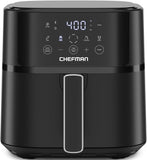 Chefman Air Fryer – 6 QT Compact Airfryer for Quick & Easy Meals in Minutes, Features Hi-Fry Technology for Extra Crisp, Touchscreen Controls with 4 Presets, Nonstick & Dishwasher Safe Basket - Black
