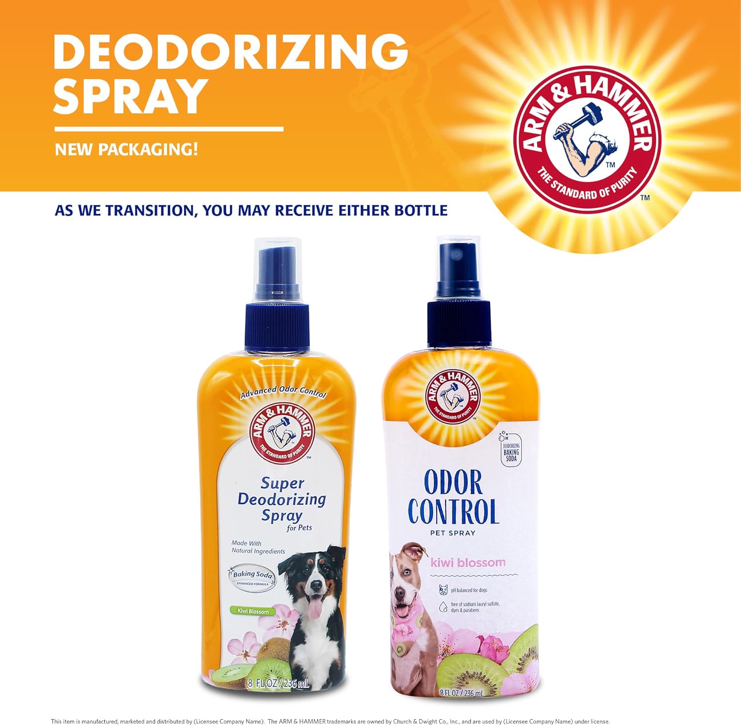 Arm & Hammer for Pets Super Deodorizing Dog Spray with Baking Soda for Odor Control, Freshens Coat Between Baths, pH Balanced Formula for Dogs, 8 Fl Oz