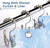 Titanker Shower Curtain Hooks Rings, Rust Resistant Metal Double Glide Shower Hooks Rings for Bathroom Shower Rods Curtains, Set of 12 Hooks - Nickel