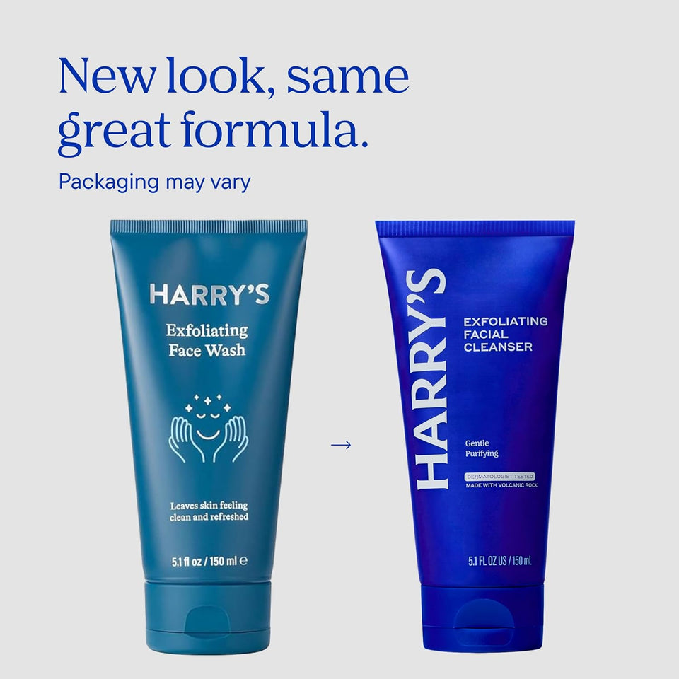 Harry's Exfoliating Face Wash for Men, Gentle Facial Skin Care Products with Volcanic Rock Exfoliant, Dermatologist Tested, 5.1 Fl. Oz, 3 Pack