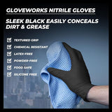 GLOVEWORKS Black Nitrile Gloves 5 Mil Disposable, Latex Free, Textured Grip for Food Service, Cooking, Professional Cleaning