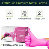 FifthPLlse Fuchsia Hot Pink Nitrile Disposable Gloves - 3 Mil Nitrile - Powder and Latex Free - Surgical Medical Exam Gloves