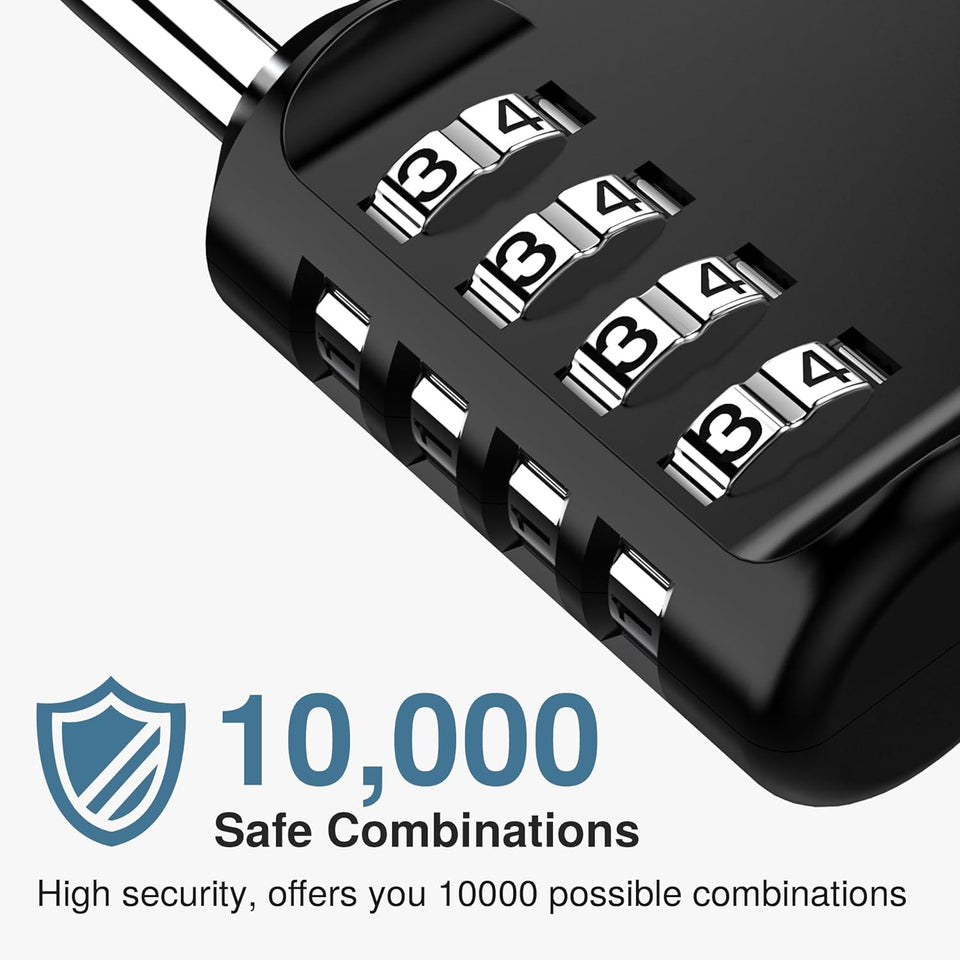 PLroma 2 Pack Combination Lock for Locker 4 Digit Outdoor Waterproof Padlock for School, Gym, Sports, Fence, Toolbox, Gate, Case, Outdoor, Hasp Storage (Black)