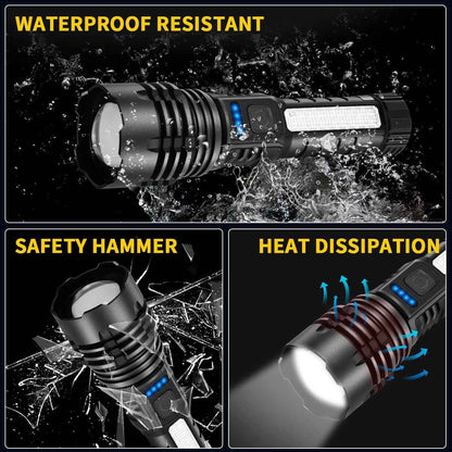 Rechargeable Flashlights High Lumens, 7Mode Super Bright Flashlight Camping, Adjustable Tactical Flash Light High Powered, LED Flashlights for Home Emergency, Christmas Gifts Stocking Stuffers for Men