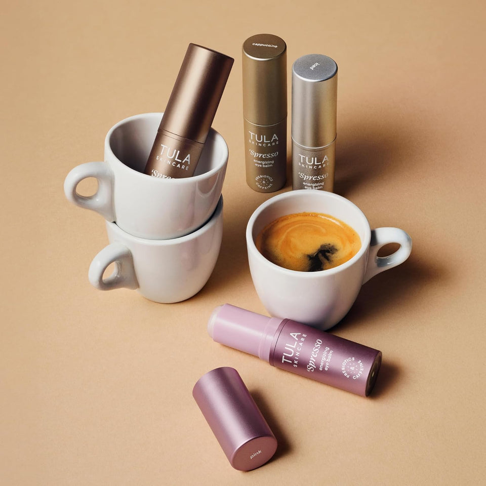TULA Skin Care Spresso Energizing Eye Balm - Energizing & Hydrating Caffeine Under Eye Treatment for Dark Circles, Portable and Perfect to Use On-the-go, 0.35 oz