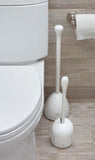 OXO Good Grips Compact Toilet Brush & Canister, Toilet Bowl Brush and Holder with Automatic Canister Door, Bathroom and Small Spaces Cleaning Supplies Essential
