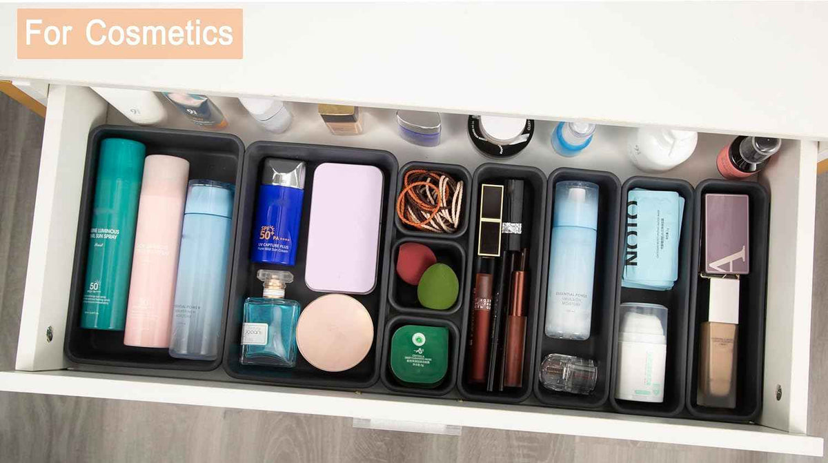 15-Piece Interlocking Desk Organizer for Office, Bathroom, and Kitchen Storage