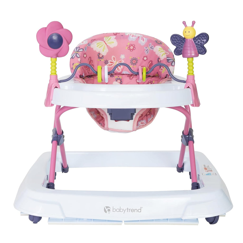 Smart Steps Trend Activity Walker with Removeable Toy Bar, Multi-Directional Front Wheels, Tray, Adjustable Height and Flat Fold Frame for Storage, Ages 6 Months +, Emily Pink