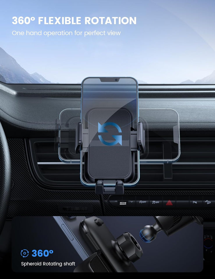 Lamicall 2026 Wider Clamp & Metal Hook Car Phone Holder Vent [Thick Cases Friendly] Phone Holders for Your Car Mount Gfts Automobile Hands Free Accessories for Women Men for iPhone 16 15 14 13 Pro Max