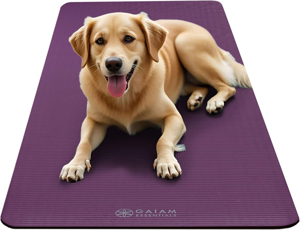 Gaiam Yoga Mat, Pilates & Exercise Mat, Thick 2/5" (10mm) Workout Mat with Easy-Cinch Carrying Strap for Home & Gym Workouts