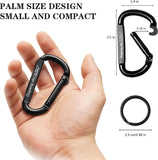 Carabiner Clip - Heavy Duty Carabiners 800lbs-13KN (2922 lbs) Carabeaner D Ring Shape,Key Chain Clip Hook,Keychain Clip,MultiPLrpose for Camping, Hiking,Backpacking or Other Outdoor Activities.