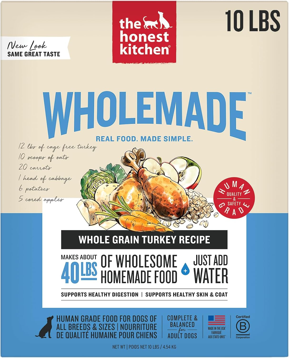 honest kitchen human grade wholemade dehydrated whole grain dog food turkey 10 lb box