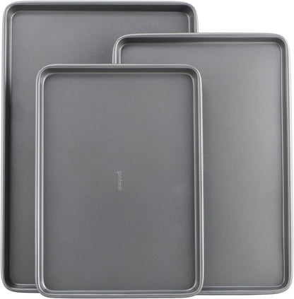 GoodCook Everyday Nonstick Carbon Steel Baking Sheet Set, 3 Pack – Small 13” x 9”, Medium 15” x 10”, Large 17” x 11” – Carbon Steel Cooking Pans, Cookie Sheet Bakeware Set