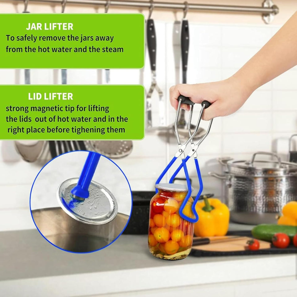 Supa Ant Canning Supplies Starter Kit (Food Grade) - Canning Kits Set for Beginners - 3 Pcs. Including Wide Mouth Jar Funnel, Magnetic Lid Lifter, Stainless Steel Jar Lifter (Assembled in USA) Blue