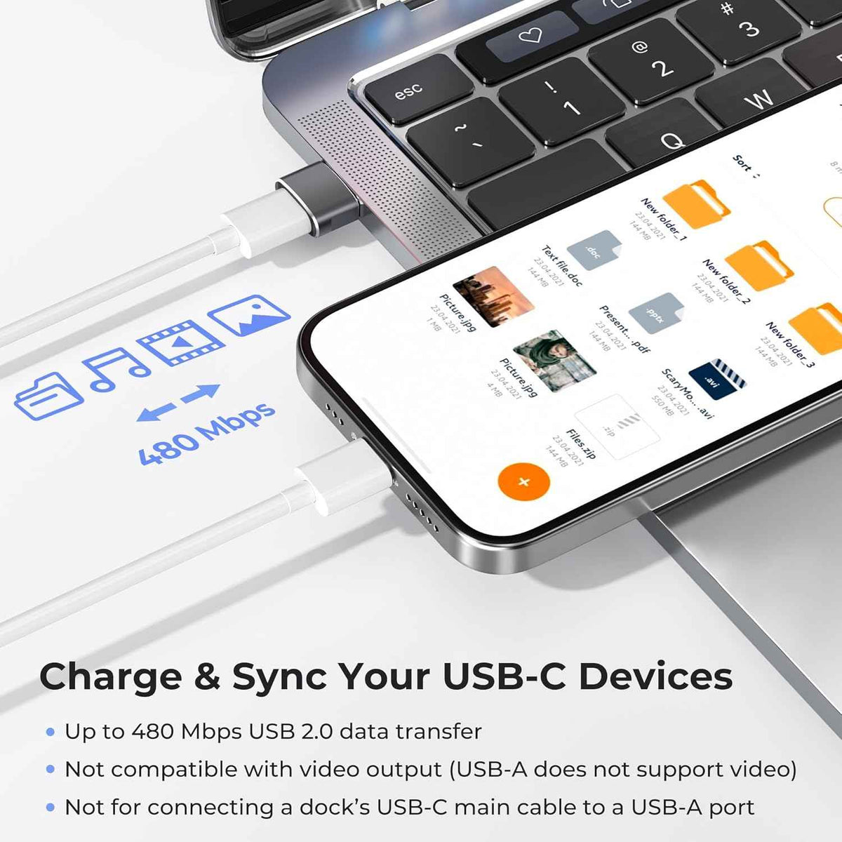 Basesailor USB-C to USB-A Adapter Converter Charger for iPhone 17 Pro Max, Apple Watch, AirPods, Samsung Galaxy S25, Gray