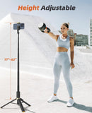 Vimose 62" All-in-One Phone Tripod & Selfie Stick – Portable Lightweight Aluminum Travel Stand with 360° Rotating Holder and Wireless Remote for iPhone and Android, Black