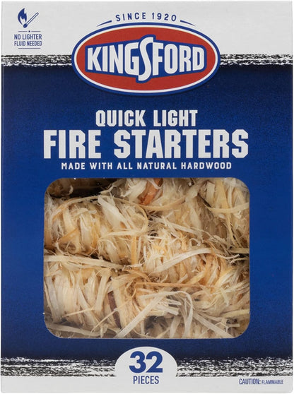 Kingsford Quick Light Fire Starters | Wooden Fire Starters Made with All Natural Hardwood for Grilling, Campfires, & Outdoor Fireplaces | 32 Count Fire Starter Rolls