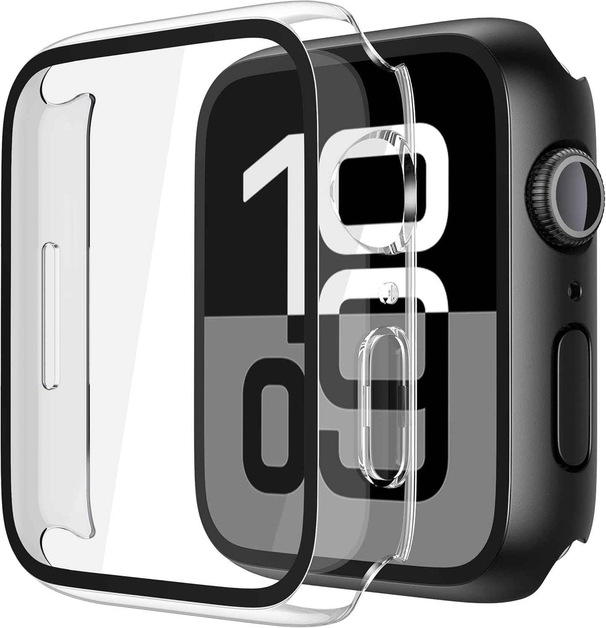 Misxi 2 Pack Tempered Glass Case Compatible for Apple Watch Series 11 (2025) Series 10 46mm, Screen Protector Cover for iWatch, Black