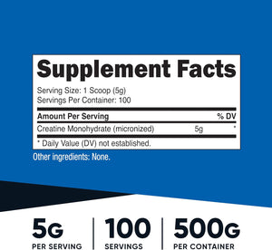 Nutricost Creatine Monohydrate Micronized Powder 500G, 5000mg Per Serv (5g) - 100 Servings, 17.9 Oz