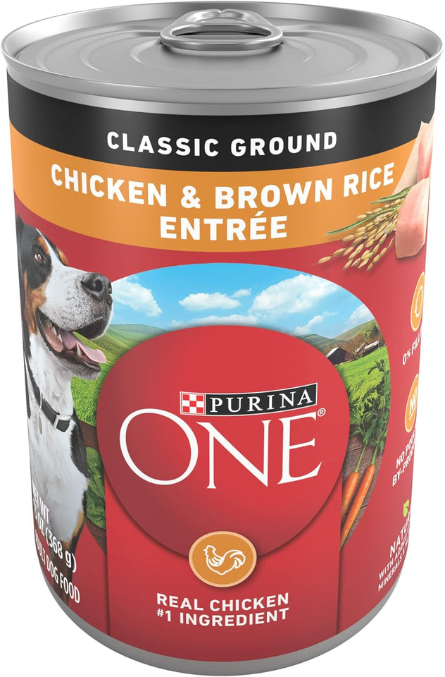 PLrina ONE Classic Ground Chicken and Brown Rice Entree Adult Wet Dog Food - (Pack of 12) 13 oz. Cans
