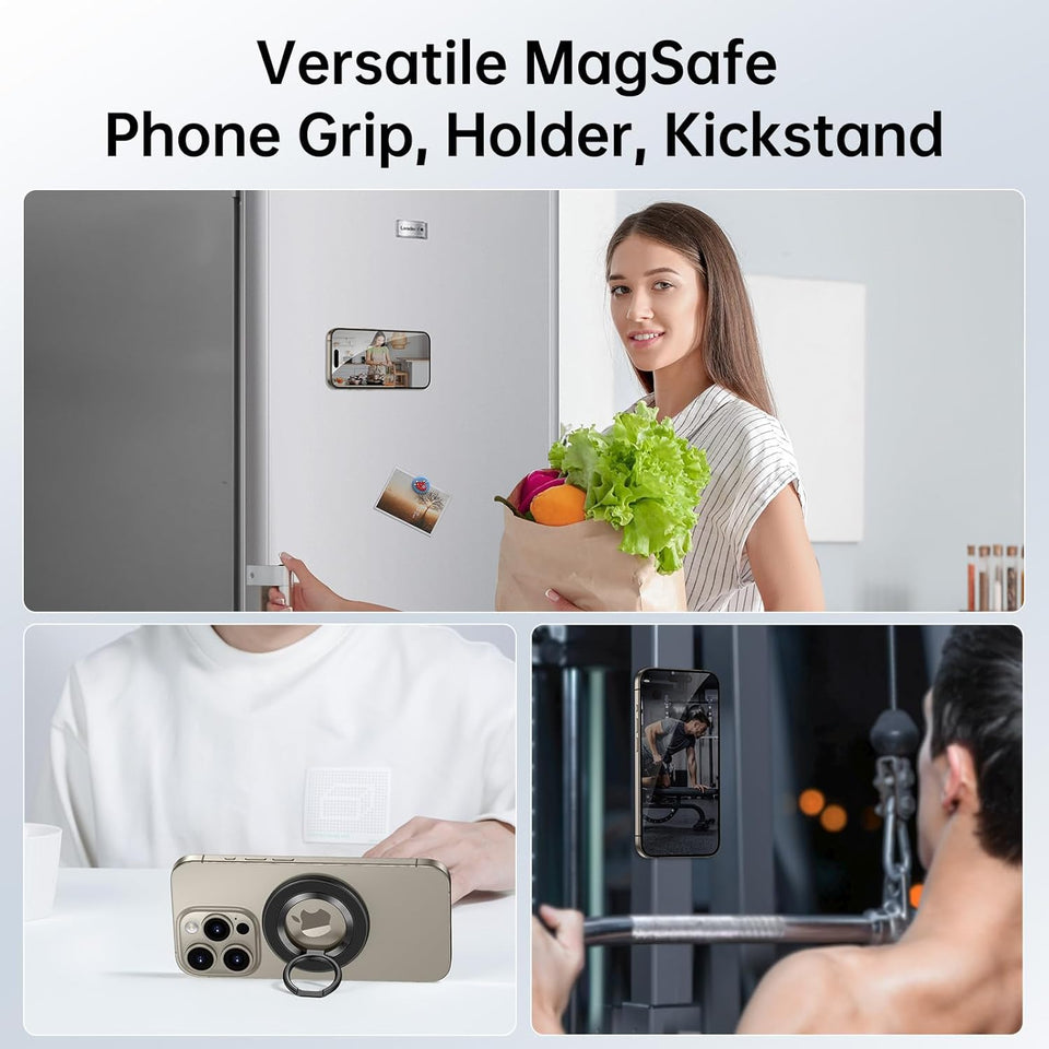 SYNPLIRE Magnetic Phone Ring Holder for MagSafe, 360° Rotation Cell Phone Grip Stand Finger Ring Kickstand Two-Sided Magnet Compatible with iPhone 17 Pro Max 16 15 14 13 12 MagSafe Accessories