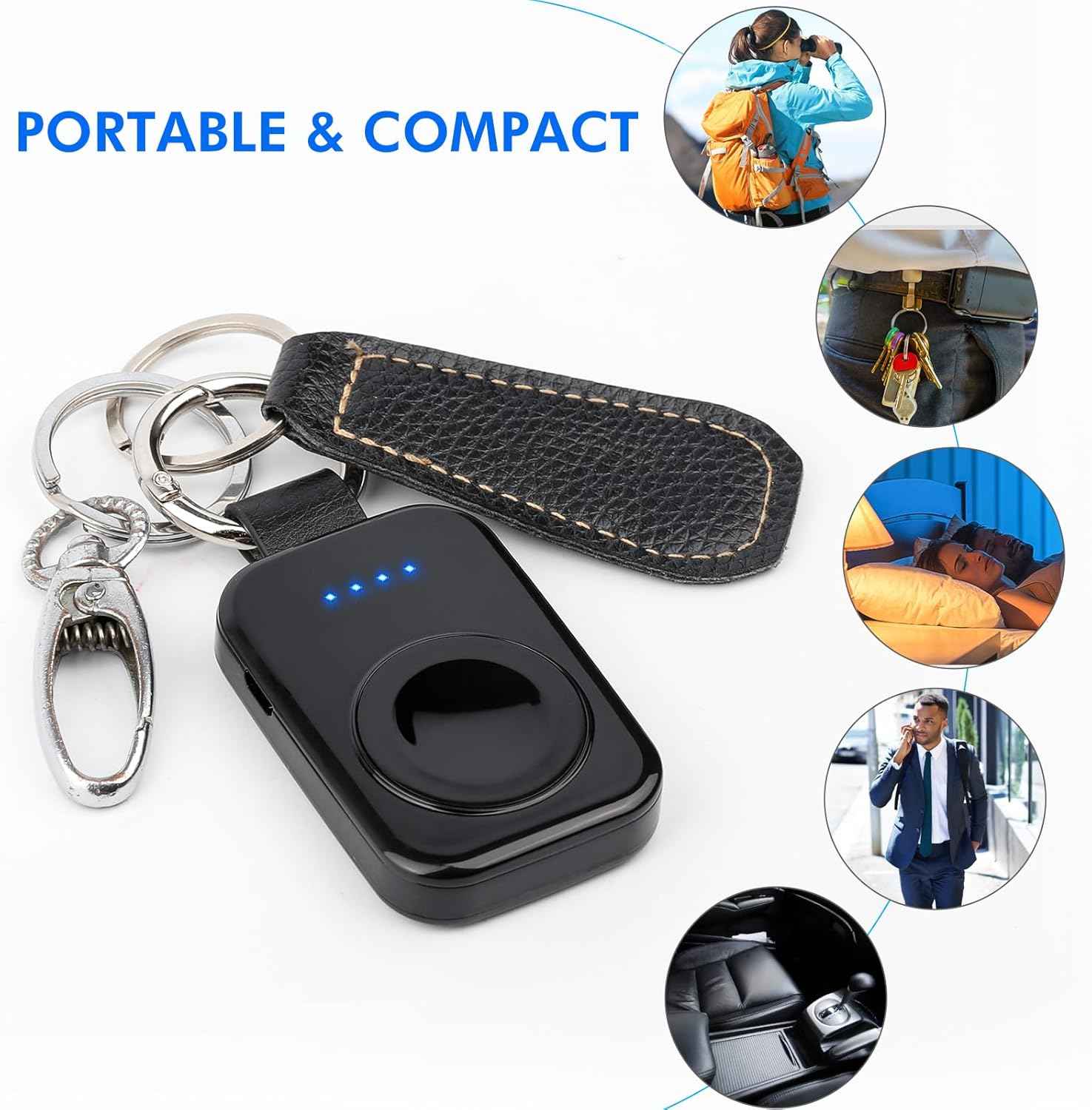 i.VALUX Portable Wireless Charger for Apple Watch Series 11/10/9/8/UItra/7/6/5/4/3/2/SE,Compact Magnetic iWatch Charger 1000mAh Extra Power Bank Smart Keychain Travel Accessories Father Birthday-Black