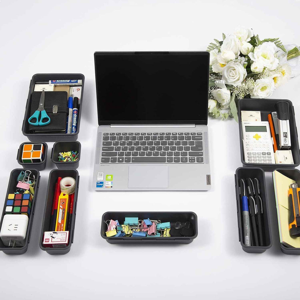 15-Piece Interlocking Desk Organizer: Versatile Storage for Office, Bathroom, and Kitchen