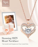 S925 Sterling Silver Necklace for Women, Wife Jewelry Rose Gold, Mom Birthday Valentines Mothers Day Gifts, Girlfriend Necklaces, Daughter Heart Jewel, Anniversary for Her