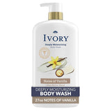 Ivory Body Wash, Deeply Moisturizing, 24hr Nourishing Hydration, Soothes Itchy Dry Skin, Made with Shea Butter Blend, Free of Dyes Heavy Perfumes Parabens & Phthalates, Vanilla Scent, 27 oz