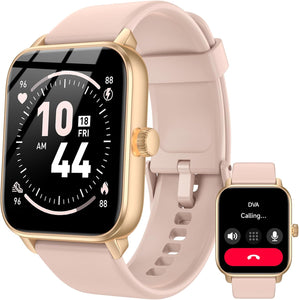 Smart Watches for Men Women, 1.85" HD Touch Screen Fitness Tracker with Bluetooth Calling & Alexa, IP68 Waterproof, 120 Sports Modes, Heart Rate Sleep Monitor, 7 Days Battery for iOS Android (Pink)