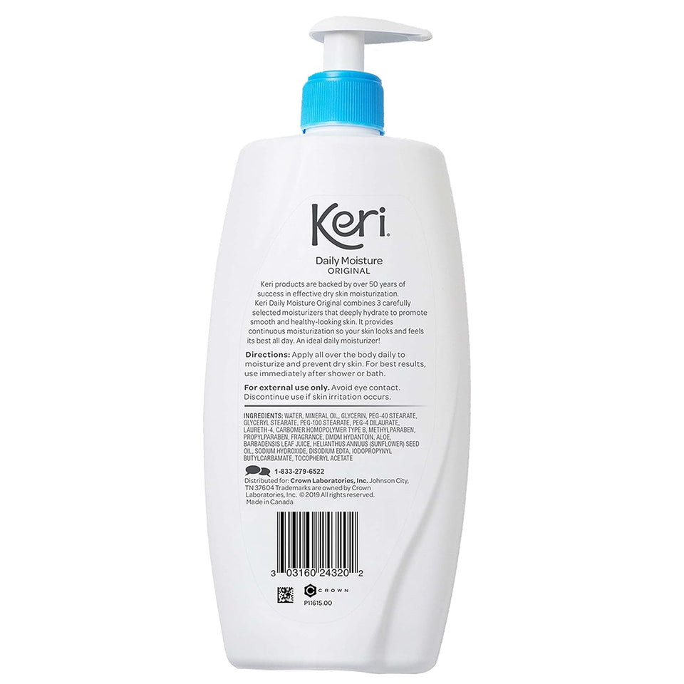Keri Whole Body Therapy Original, Continuous Moisturization, 3 Essential Moisturizers (Vitamin E, Aloe and Sunflower Seed Oil), 20 Oz