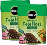 Miracle-Gro Sphagnum Peat Moss - Enriched with Plant Food, Add to Potting Mix and Native Soil, 8 qt. (2-Pack)