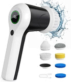 PLFTEM Electric Spin Scrubber, Cordless Shower Scrubber with Battery Level Display, 2 Speeds Electric Scrubber for Cleaning with 6 Replaceable Heads, Cleaning Brush for Bathroom/Sink/Window