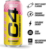 C4 Performance Energy Drink | Strawberry Blast | Zero Sugar Carbonated Preworkout Energy | 200mg Caffeine with Beta Alanine | 16 Fl Oz (12 Pack)