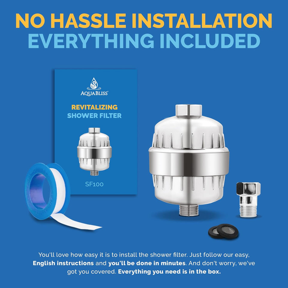AquaBliss High OutPLt Revitalizing Shower Filter - Reduces Dry Itchy Skin, Dandruff, Eczema, and Dramatically Improves The Condition of Your Skin, Hair and Nails - Chrome (SF100)