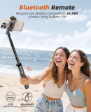 Vimose 62" All-in-One Phone Tripod & Selfie Stick – Portable Lightweight Aluminum Travel Stand with 360° Rotating Holder and Wireless Remote for iPhone and Android, Black