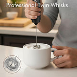 Rechargeable Milk Frother Handheld, 2-IN-1 Dual Spring Whisk Electric Frother Wand for CapPLccino Latte Macchiato, Portable Drink Mixer for Coffee, Matcha, Hot Chocolate